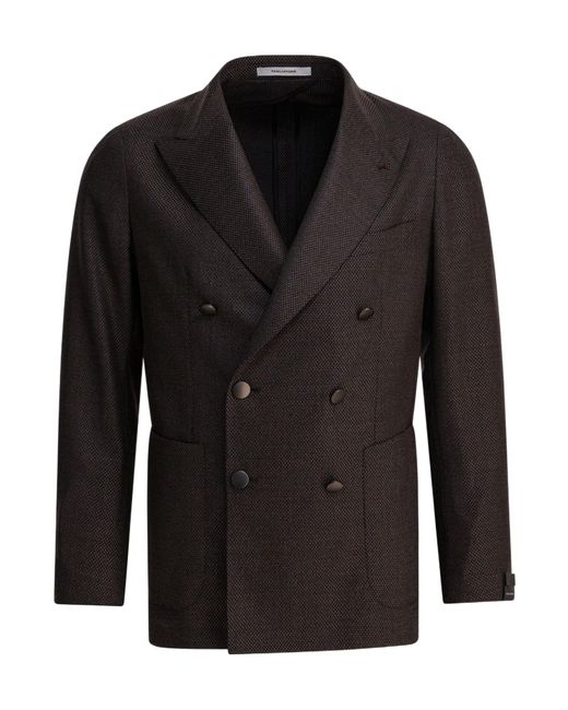 Tagliatore Black Double-Breasted Tailored Blazer for men