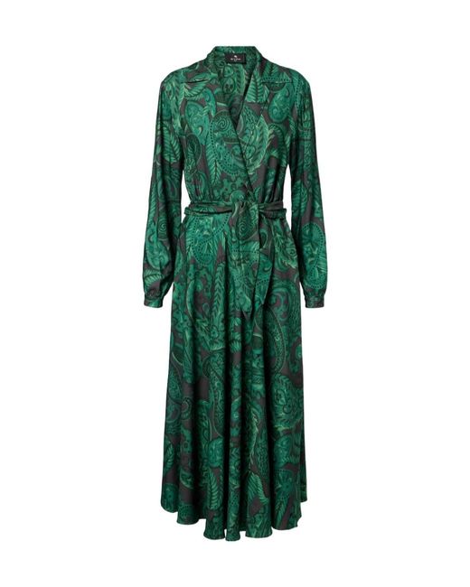 Etro Green Belted Midi Dress