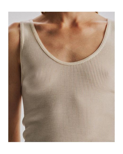 The Row White Danel Ribbed-Knit Top