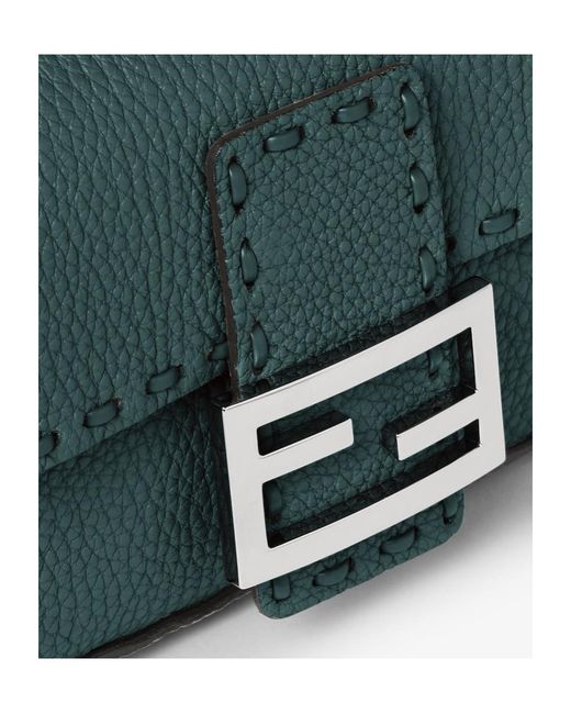 Fendi Green Dark Selleria Bag With 309Hand-Sewn Topstitches