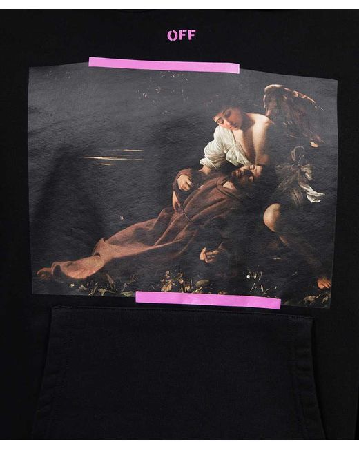 Off-White c/o Virgil Abloh Black Caravaggio Print Cotton Hoodie for men