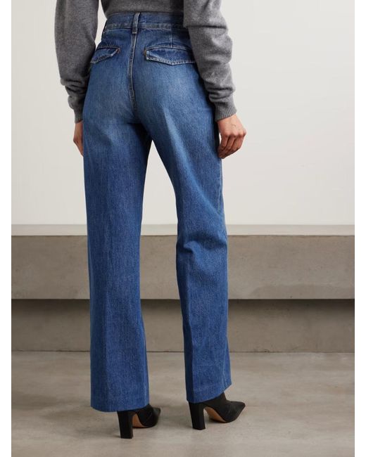 FRAME Blue The Bow High-Rise Wide-Leg Jeans