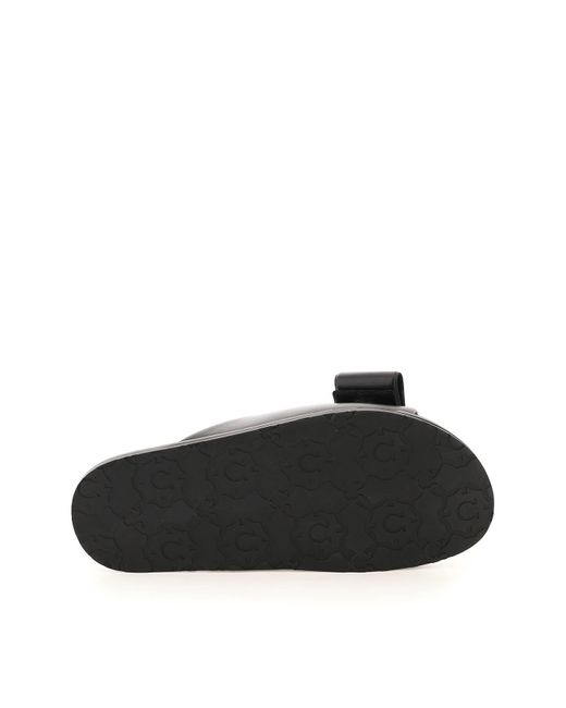 Ferragamo Black Virgil Bow-Detail Leather Sandals