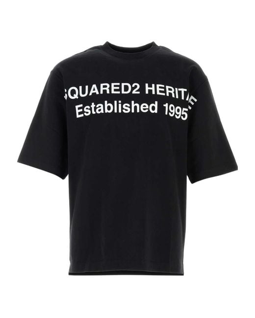 DSquared² Black Logo-Print T-Shirt for men