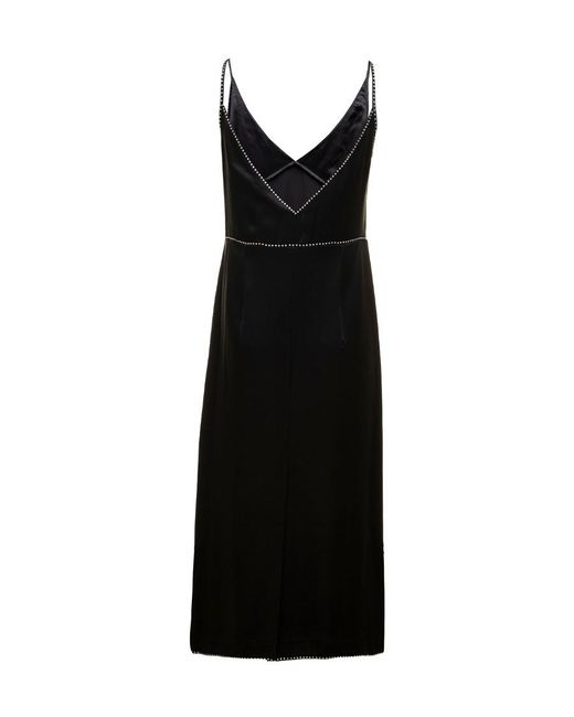Dries Van Noten Black Sequin Embellished Satin Slip Dress