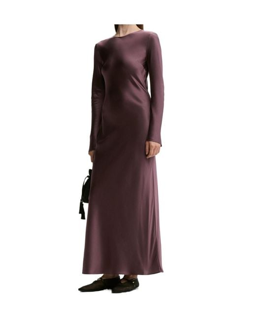 By Malene Birger Purple Parisa Maxi Petal-Appliqué Flared-Sleeve Dress