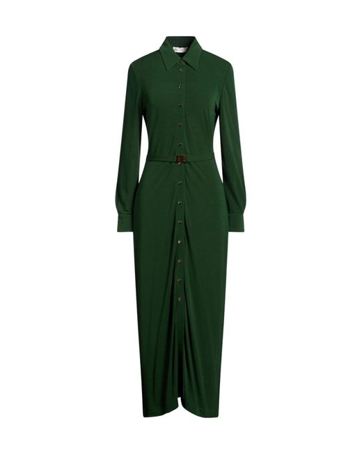 Tory Burch Green Solid Color Long Sleeve Shirt Dress