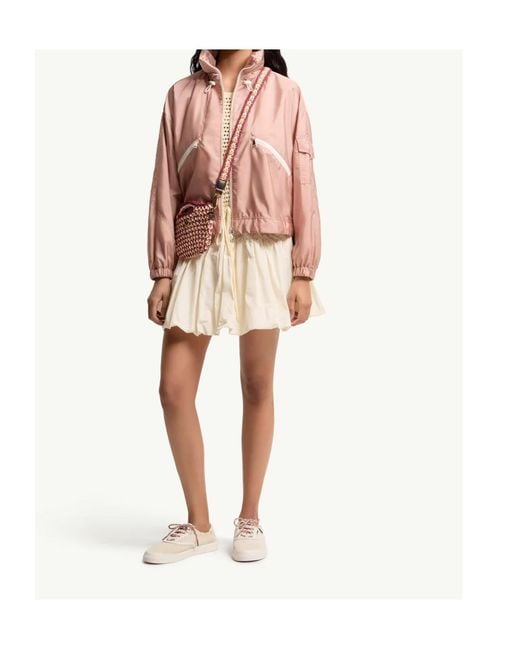 Moncler Pink Logo Patch Zip-Up Jacket