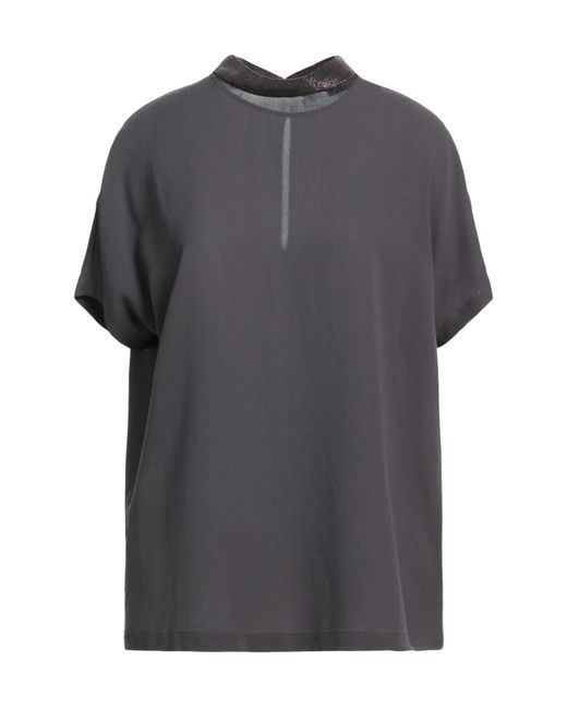 Brunello Cucinelli Gray Short Sleeve Crew Neck Top