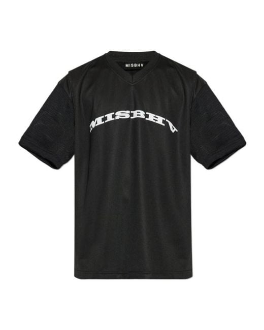 M I S B H V Black V-Neck Panelled T-Shirt for men