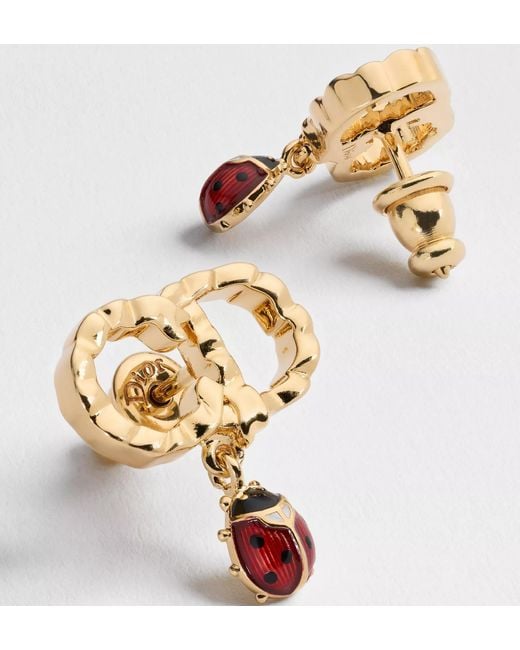Dior White Qixi Cd Lady Twist Earrings