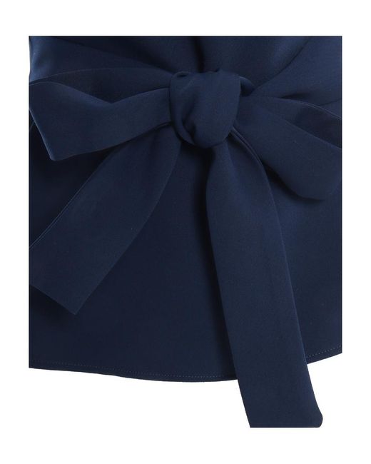 P.A.R.O.S.H. Blue V-Neck Blouse Polyester