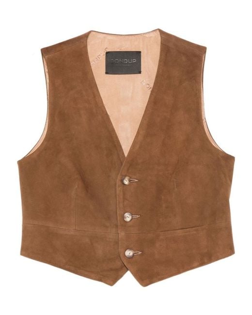 Dondup Brown V-Neck Waistcoat