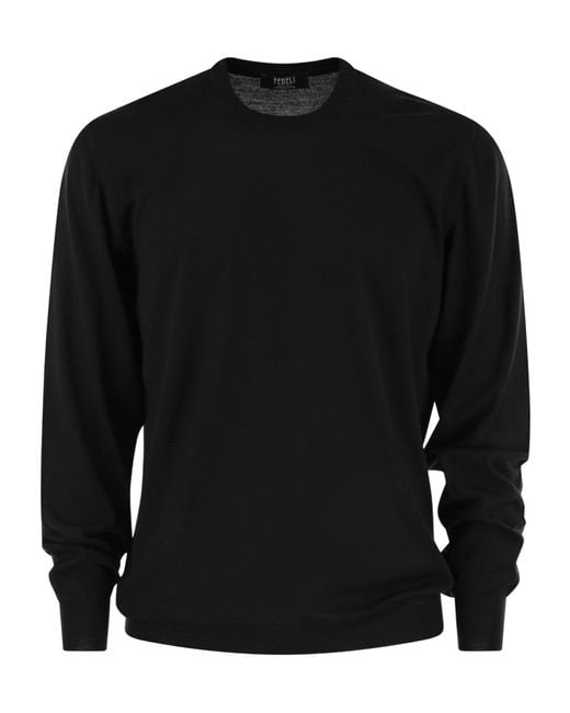 Fedeli Black Crew Neck Sweater for men