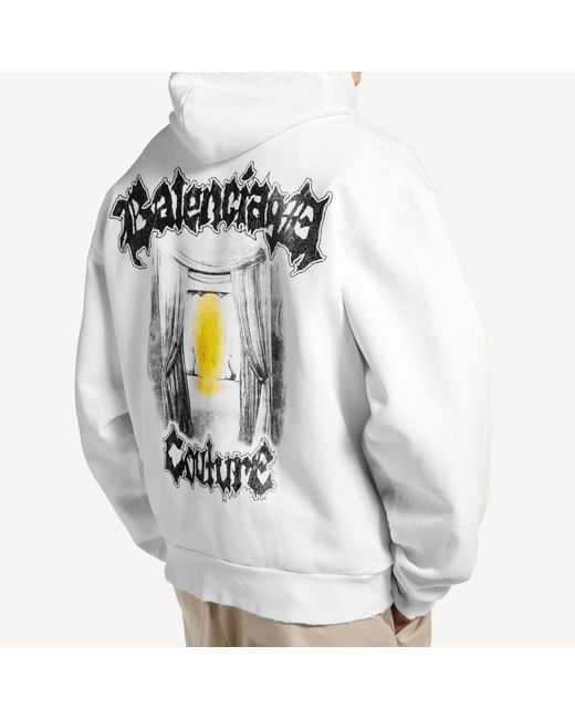 Balenciaga White Cotton Salon De Couture Zip-Up Hoodie for men
