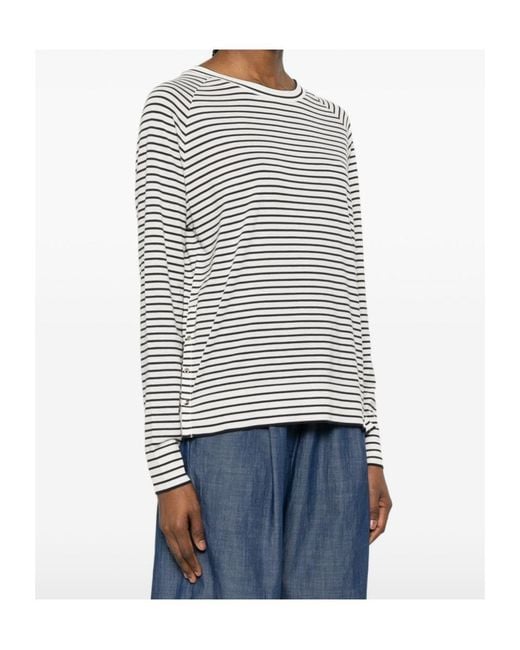 Herno Gray Striped Long-Sleeve Top