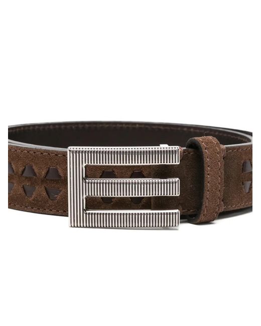 Etro White Logo-Buckle Leather Belt for men