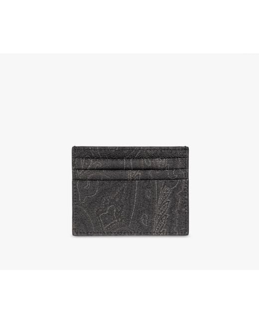 Etro Gray Pattern Card Holder for men