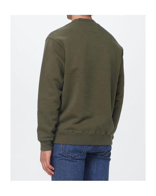 C P Company Green Logo-Embroidered Crew-Neck Sweatshirt for men