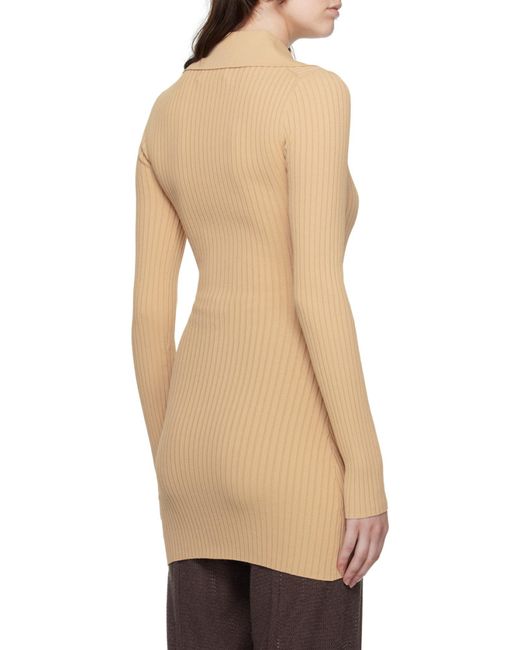 Nanushka Natural Mardi Rib-Knit Zipped Cardigan
