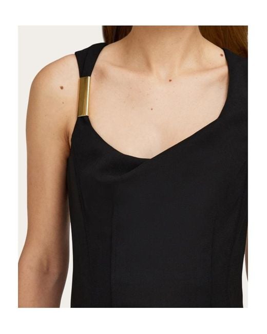 Ferragamo Black Ferragamo Gathered Neckline Corseted Dress
