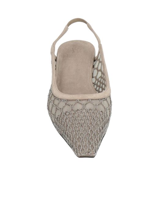 Brunello Cucinelli White Pointed-Toe Flat Shoes