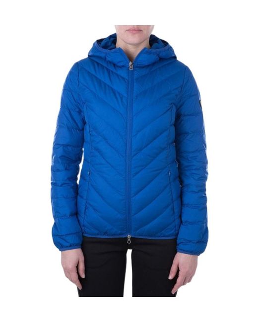 EA7 Blue Logo Hooded Down Jacket