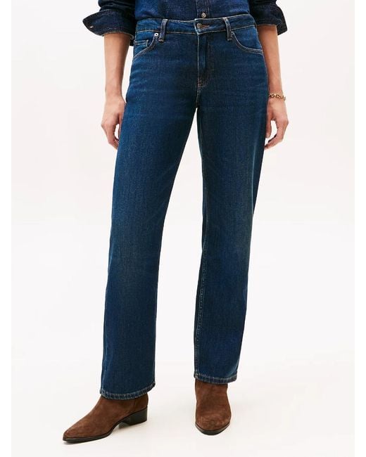 Tommy Hilfiger Blue High Rise Straight Leg Jeans