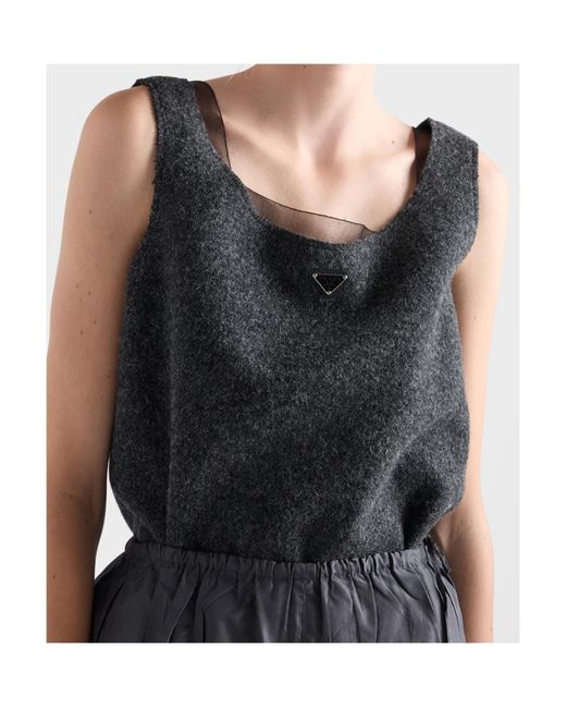 Prada Gray Shetland Wool Top