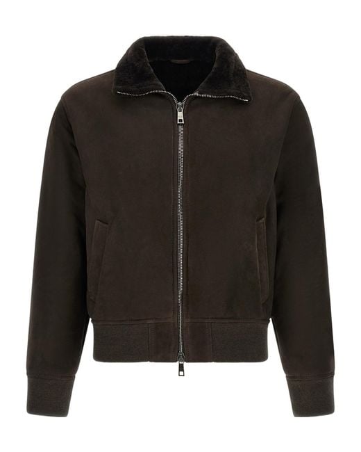 Giorgio Brato Black Long-Sleeve Bomber Jacket for men