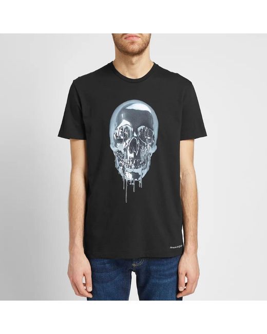 McQueen Black T-Shirt With Round Neck And Short Sleeves for men
