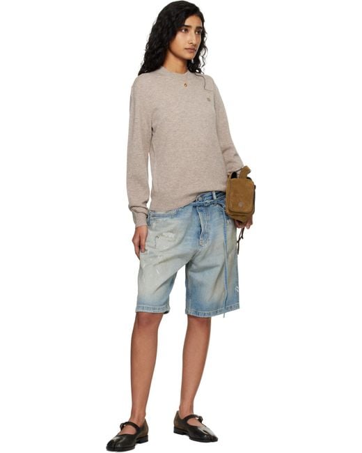 Acne Gray Crew Neck Long-Sleeved Sweater for men