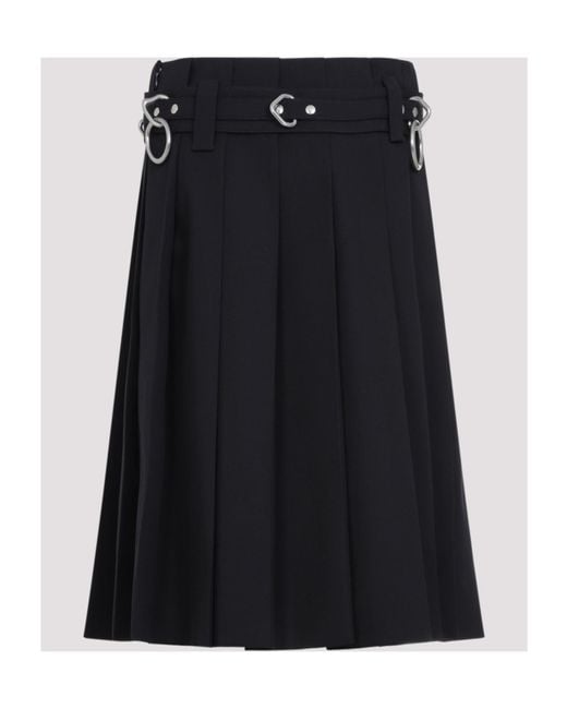 Prada Black Belted Pleated Midi Skirt