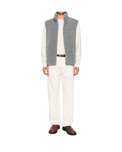 Herno Gray Faux-Fur High-Neck Gilet for men