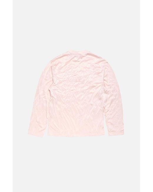 Acne Pink Crinkled Long-Sleeves T-Shirt for men