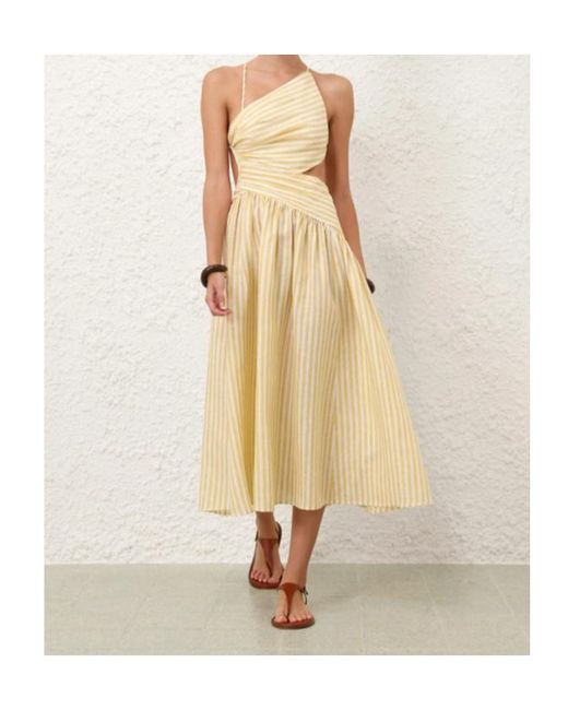 Zimmermann Metallic Cascadian Stripe-Pattern Midi Dress