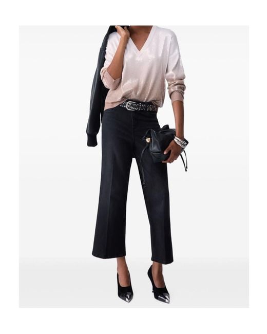 Liu Jo Gray Dégradé Sweater With Sequins