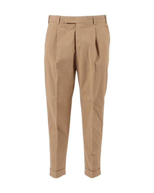 PT01 Natural Pt Torino Pleated Cuffed Pants for men