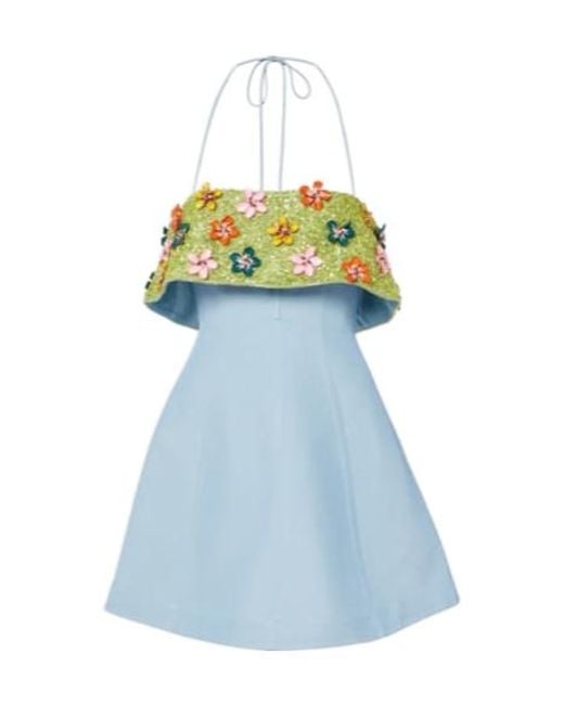 ALÉMAIS Blue Yasmine Embellished Minidress