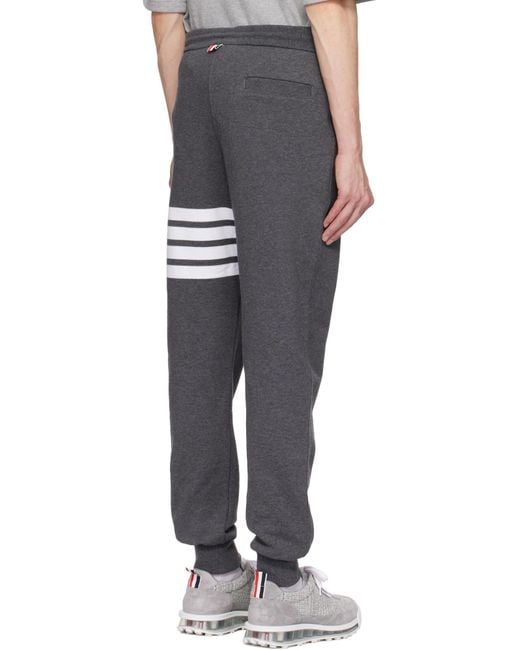 Thom Browne Gray Bar Striped Sweatpants for men