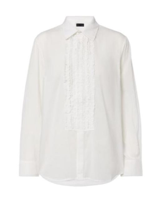 Nili Lotan White Nathael Ruffled Cotton Poplin Shirt