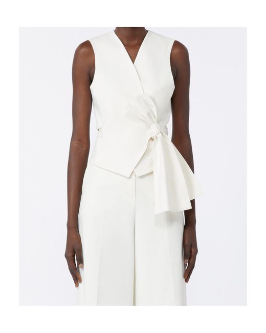 Max Mara White Zampa Bow Detailed Gilet