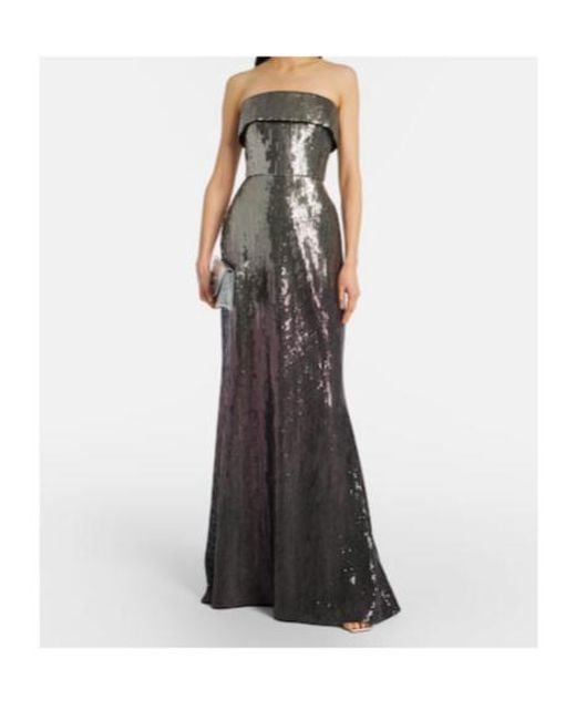 Elie Saab Black Sequined Strapless Bustier Gown