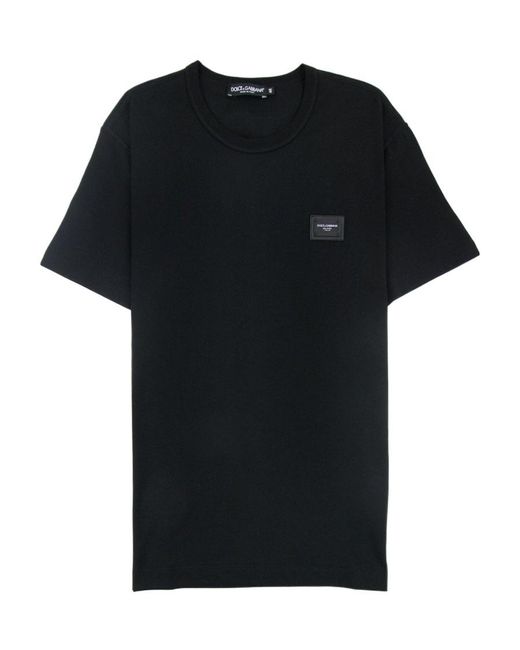 Dolce & Gabbana Black Logo-Plaque T-Shirt for men