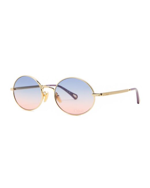 Chloé White Round-Frame Sunglasses