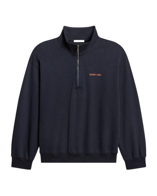 Helmut Lang Blue Small Logo Quarter-Zip for men