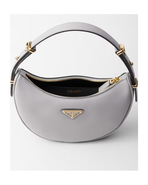Prada Gray Arqué Zipped Shoulder Bag