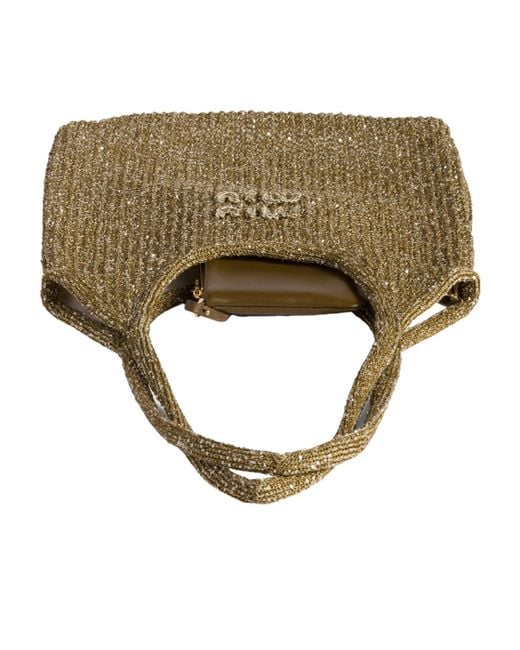 Miu Miu Natural Ivy Sequin Mesh Bag