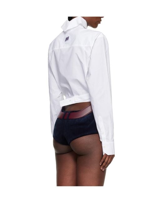 Jean Paul Gaultier White Wrapped Cropped Shirt