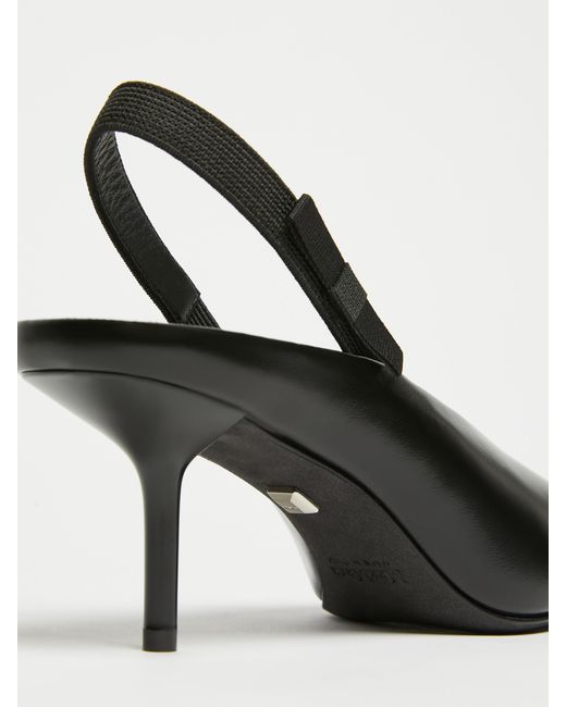 Max Mara Black Leather Slingback Mules With Bow